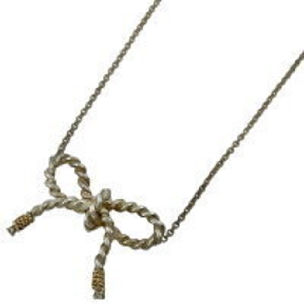 Tiffany Co Ribbon Motif Necklace Gold Sterling Silver - Picture 2 of 4